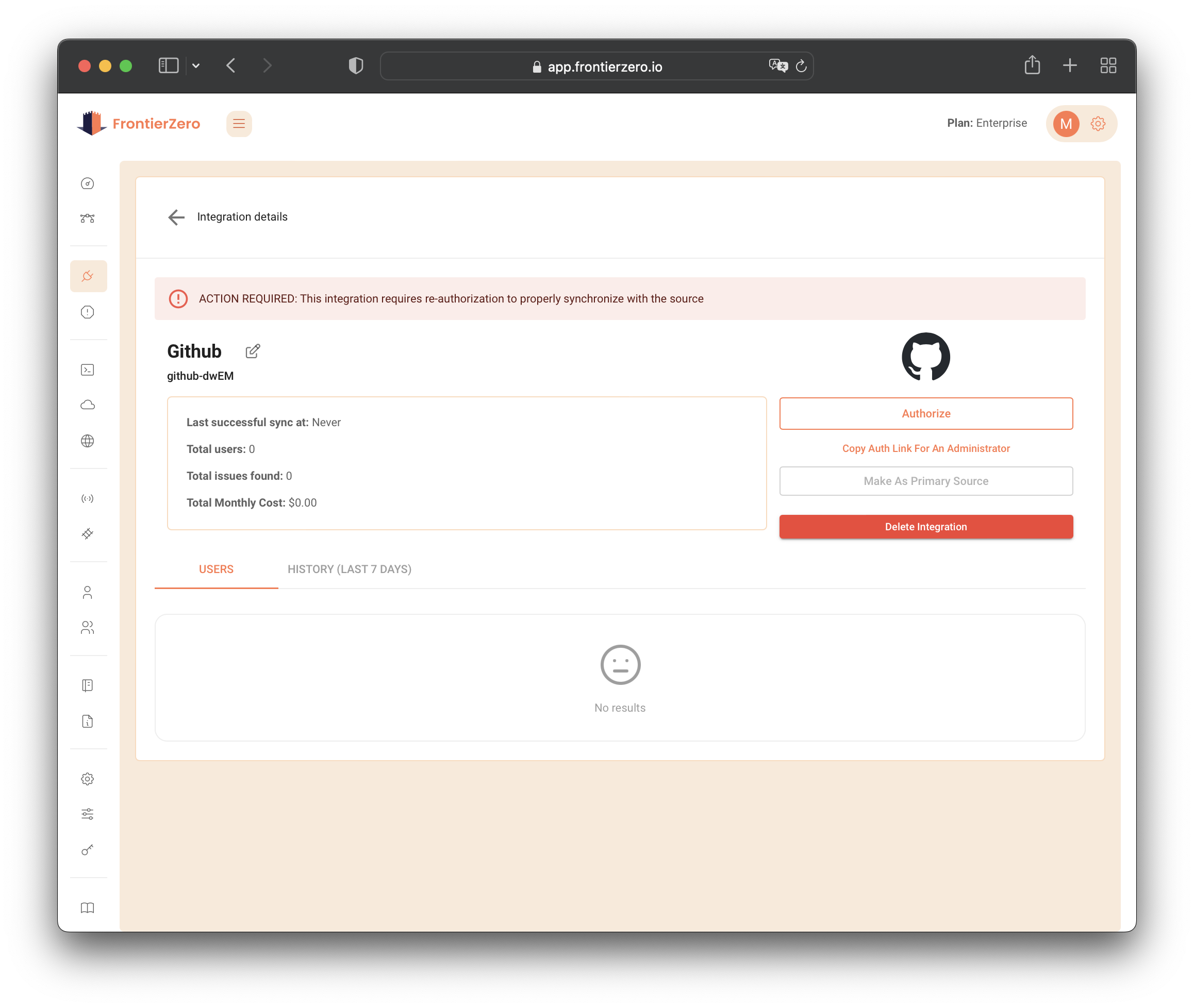Github Integration Page