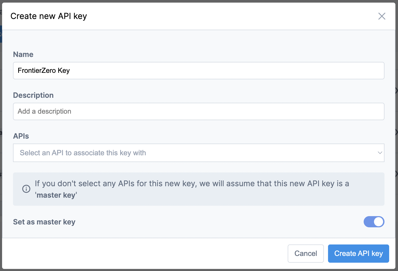 Apollo Create a Key
