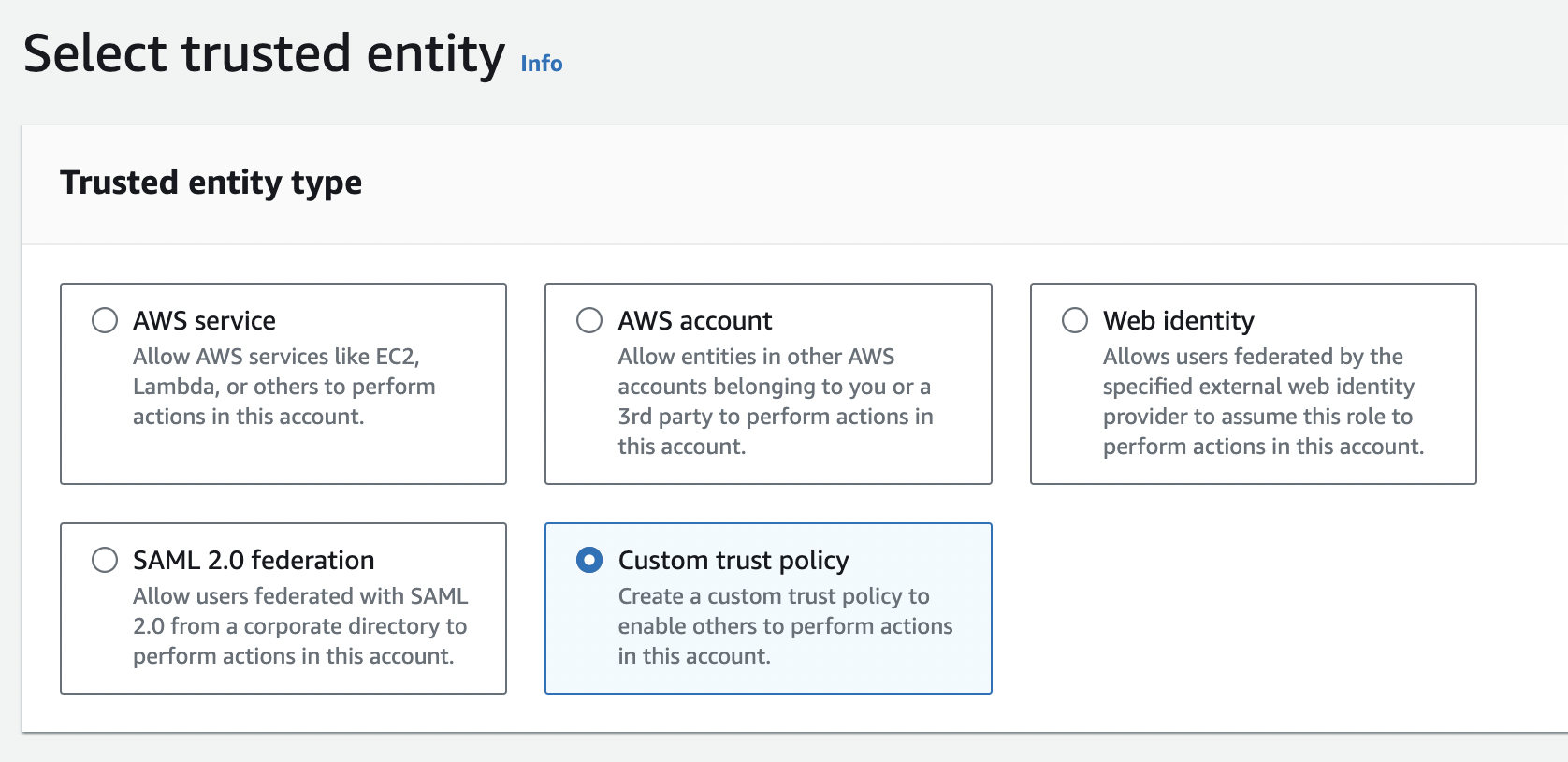 AWS Custom Trust Policy
