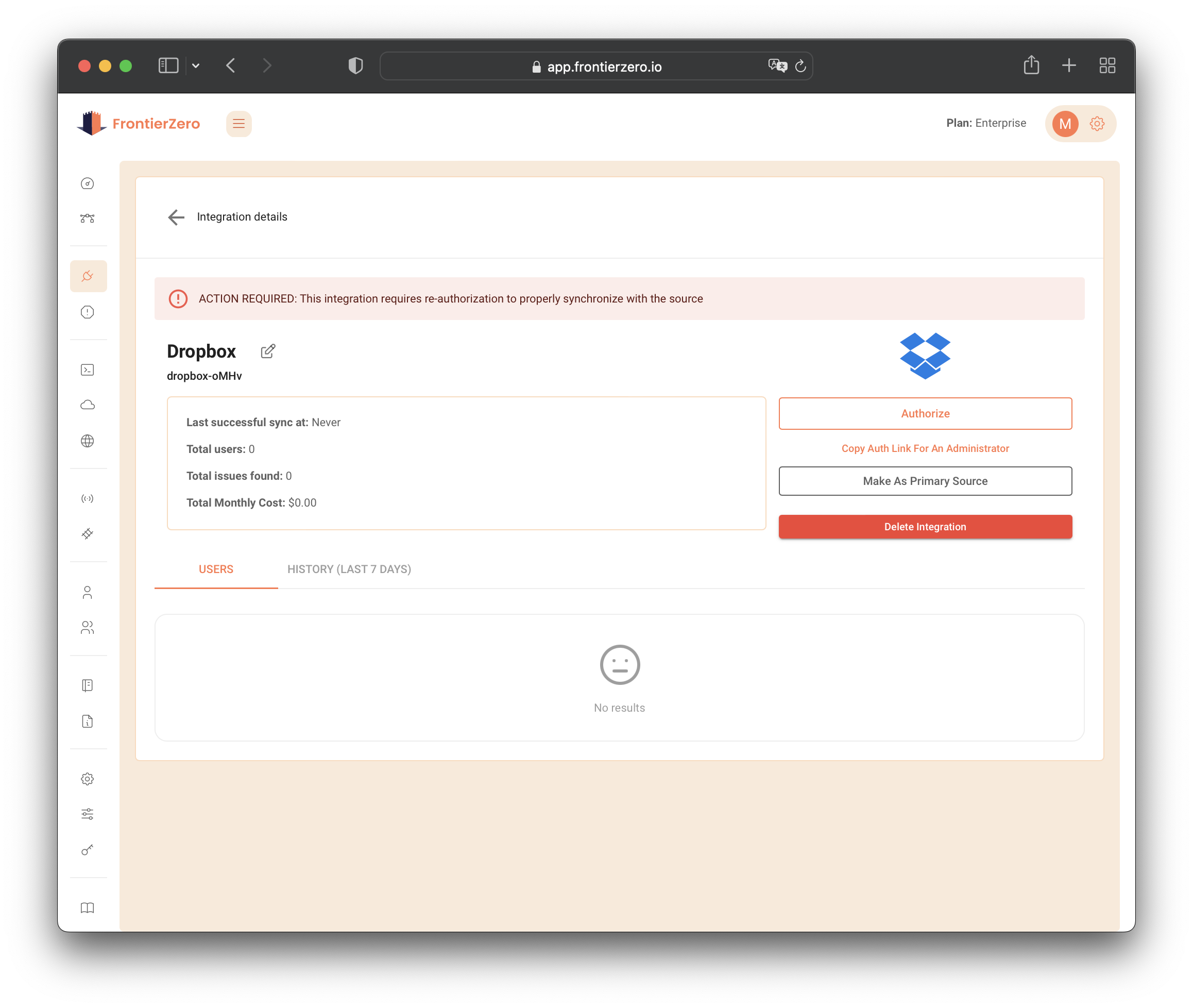 Dropbox Integration Page