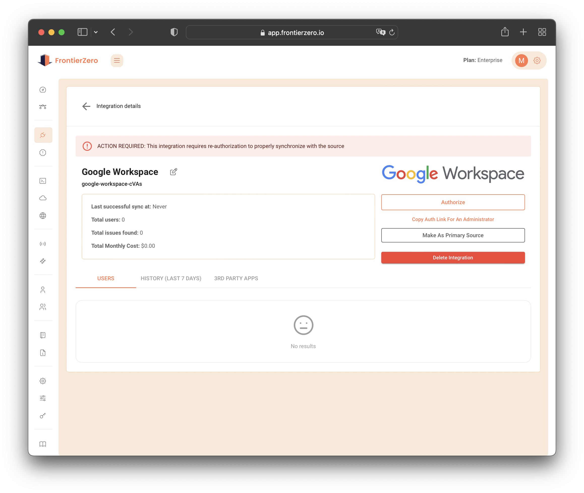 Google Integration Page