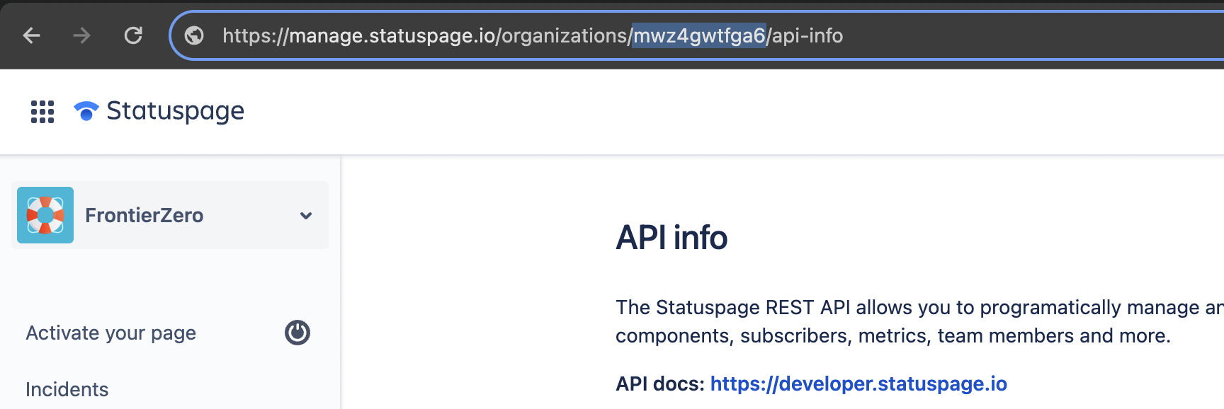 Statuspage Address Bar
